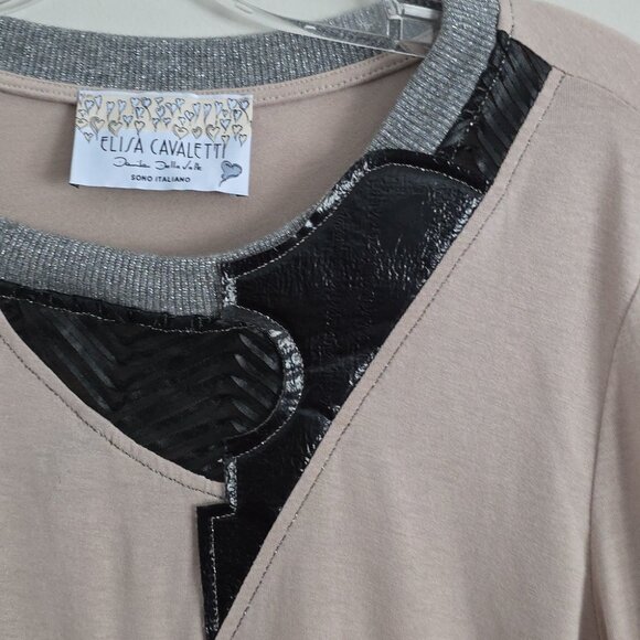 ELISA CAVALETTI | Long Sleeve Top Appliqued Contrasting Stitching Sz L - Picture 5 of 7